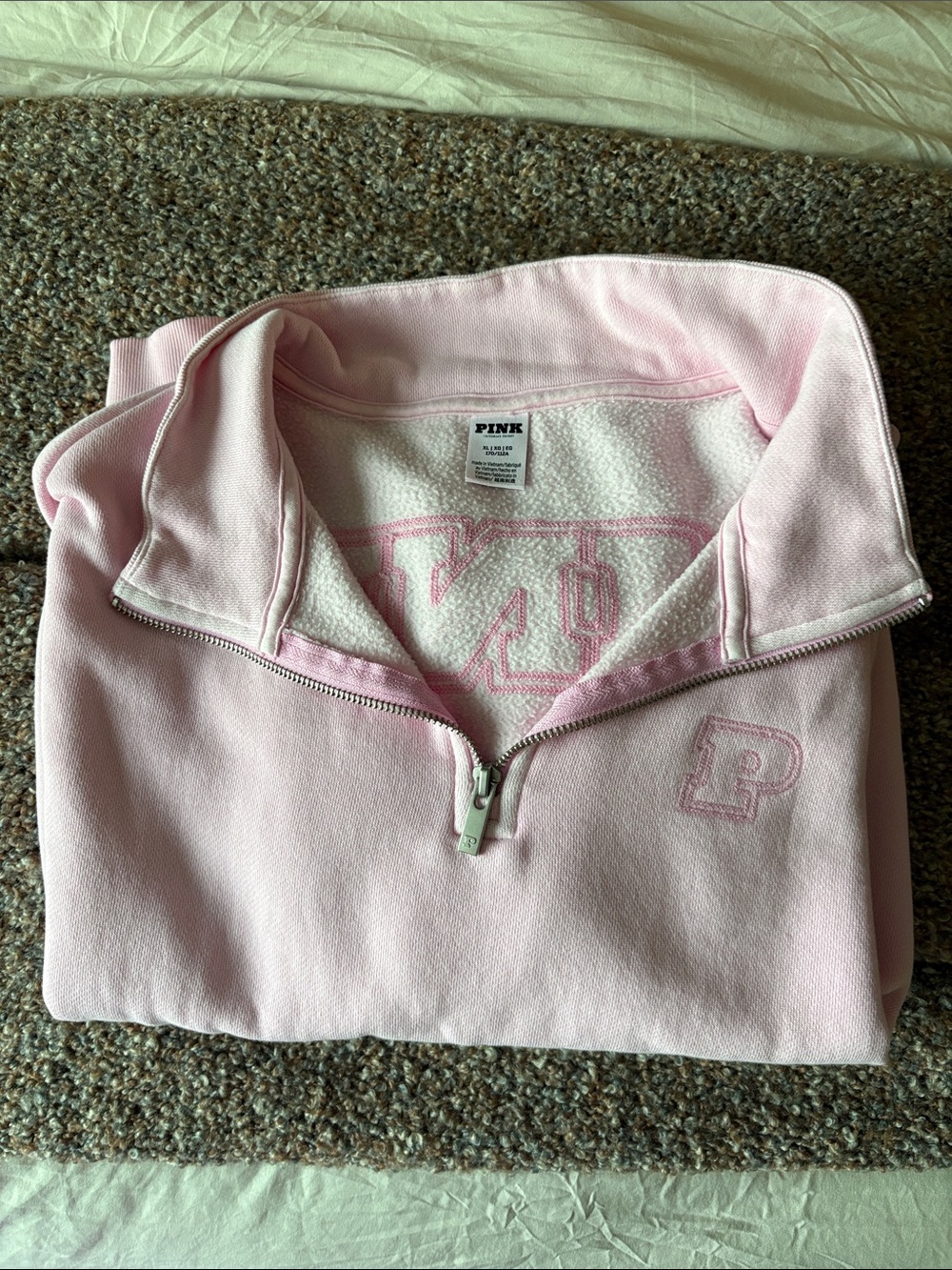 PINK Victoria's Secret Light Pink Quarter-Zip Fleece sweatshirt